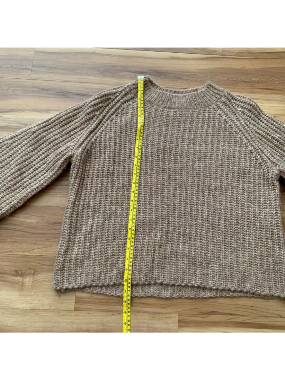 L’academie Medium Alpaca Wool Sweater Oversized Tan Brown Chunky Knit Soft - Picture 4 of 9